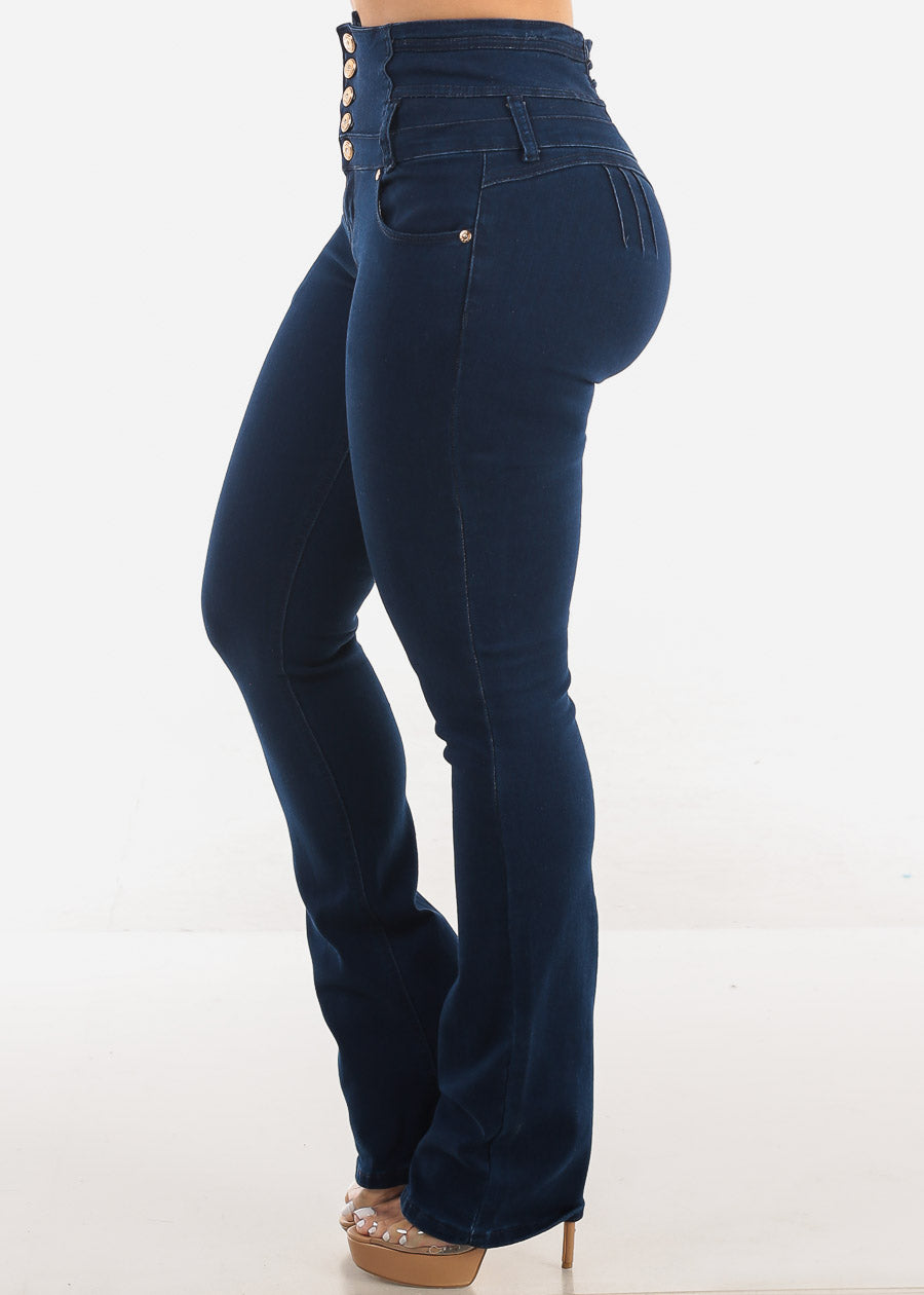 MX JEANS Butt Lift Thick Waist Dark Bootcut Jeans