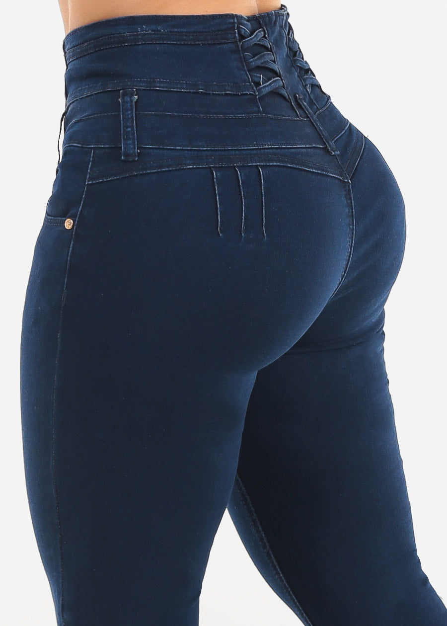 MX JEANS Butt Lift Thick Waist Dark Bootcut Jeans