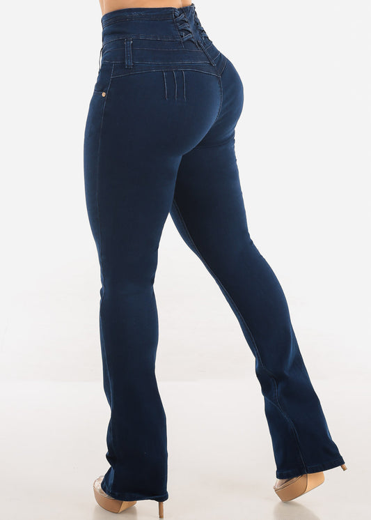 MX JEANS Butt Lift Thick Waist Dark Bootcut Jeans