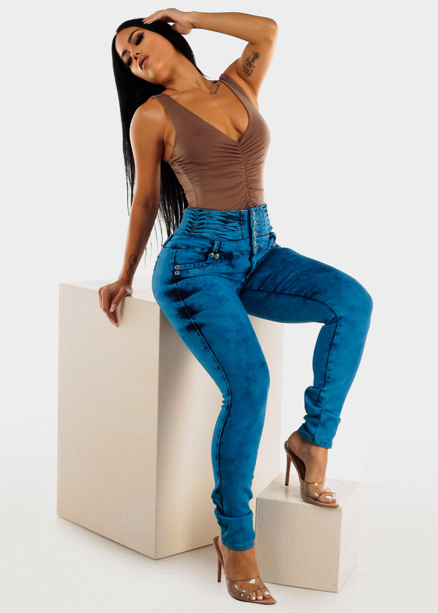 MX JEANS High Waisted Butt lifting Blue Skinny Jeans