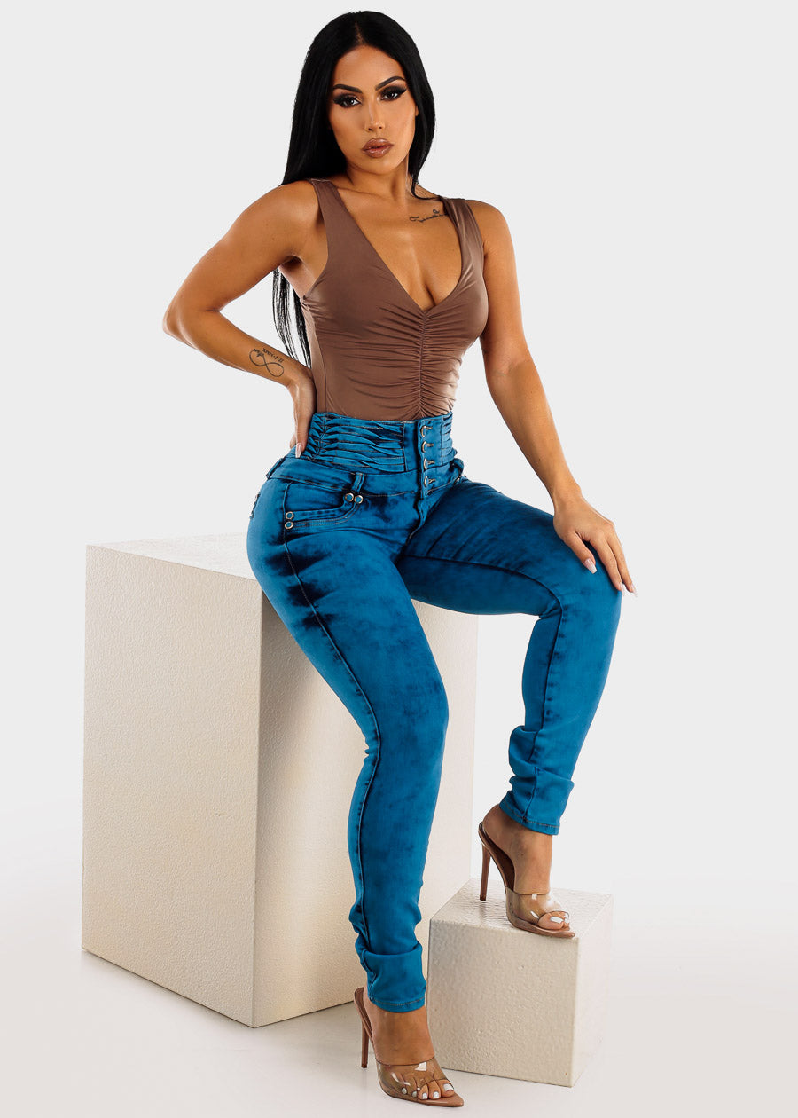 MX JEANS High Waisted Butt lifting Blue Skinny Jeans