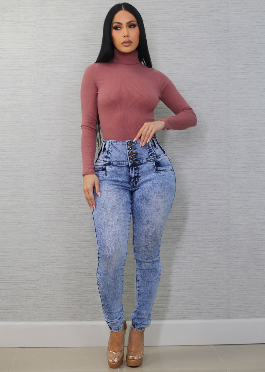 MX JEANS Butt Lift High Waist Acid Wash Skinny Jeans