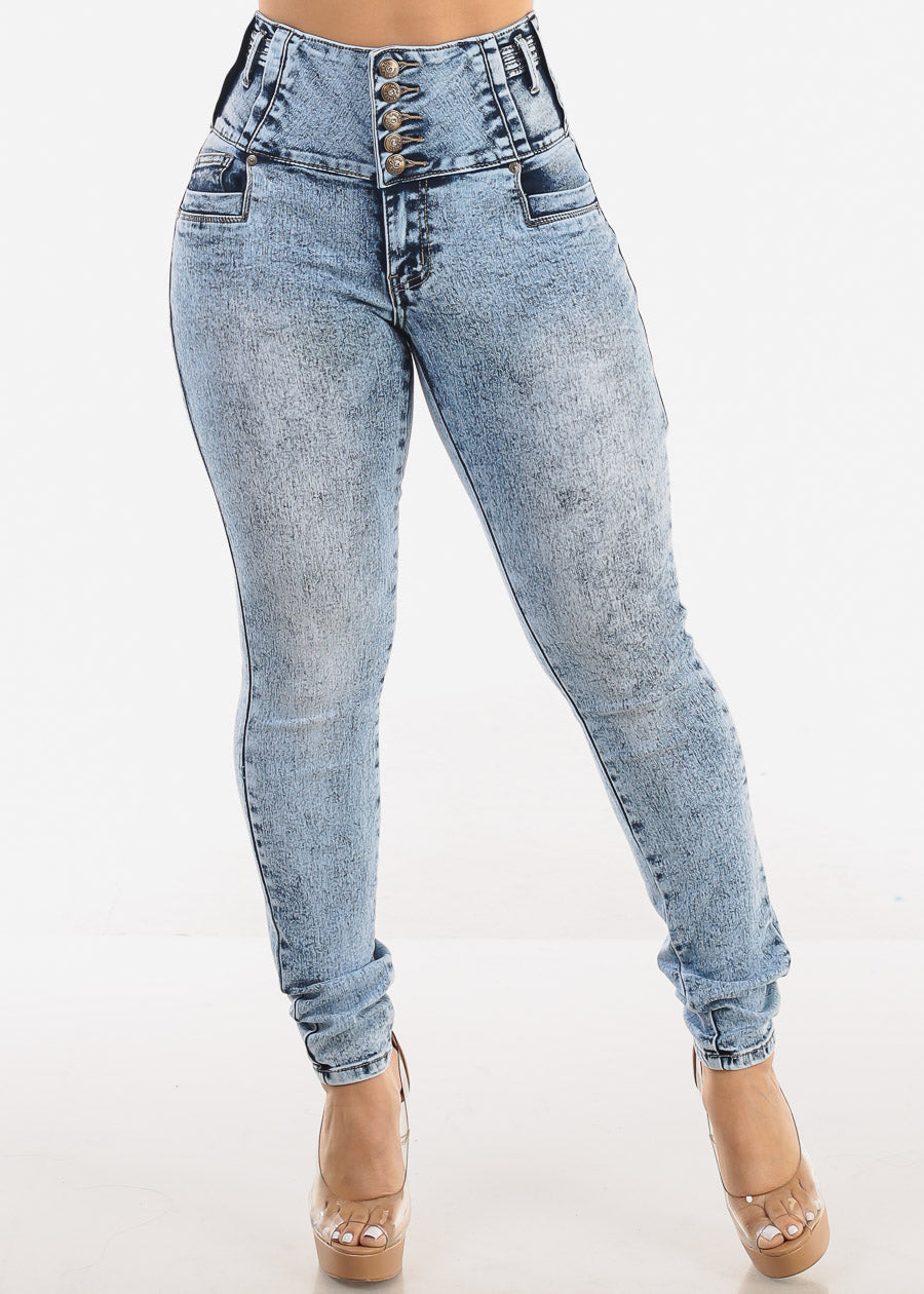 MX JEANS Butt Lift High Waist Acid Wash Skinny Jeans