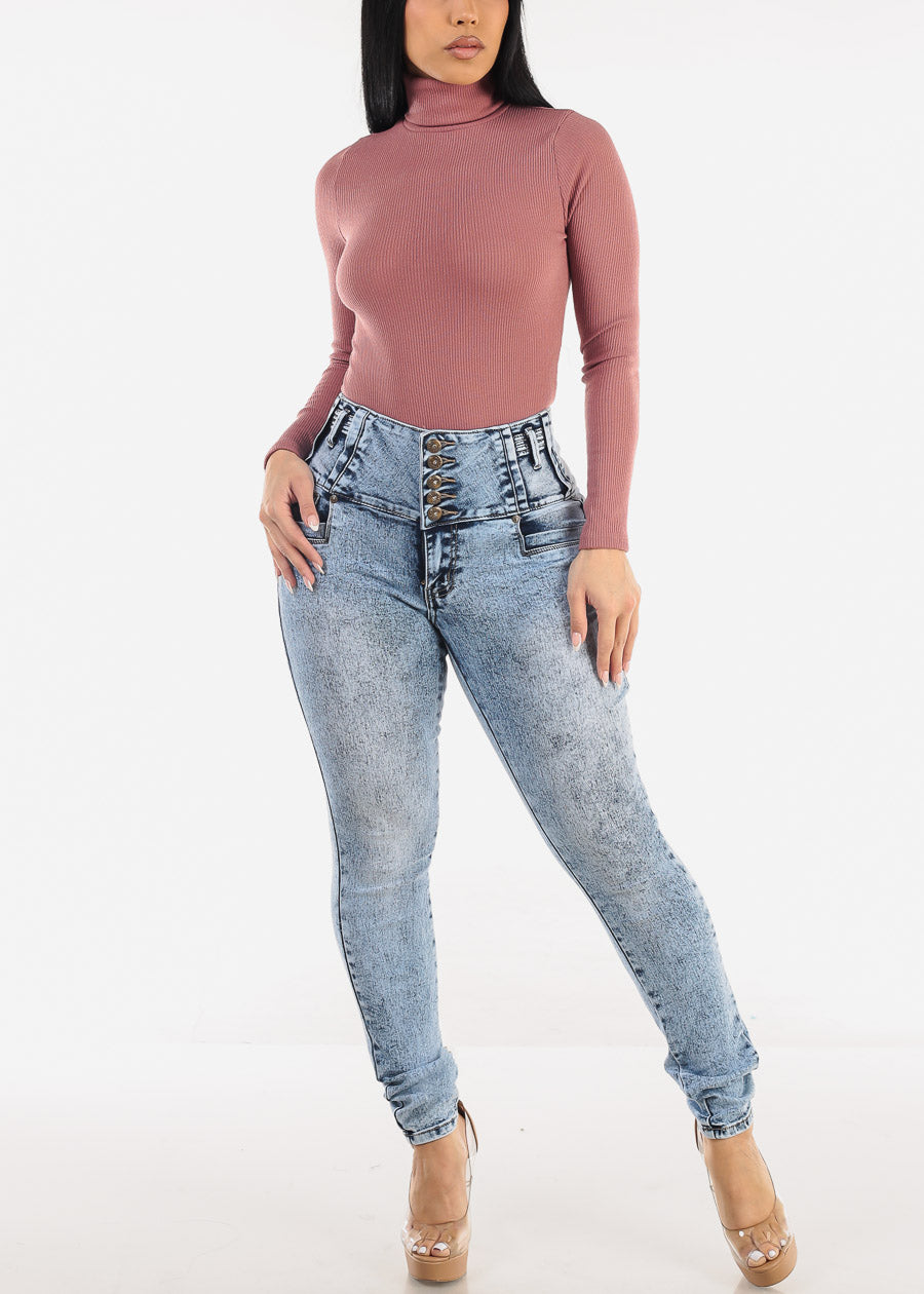 MX JEANS Butt Lift High Waist Acid Wash Skinny Jeans