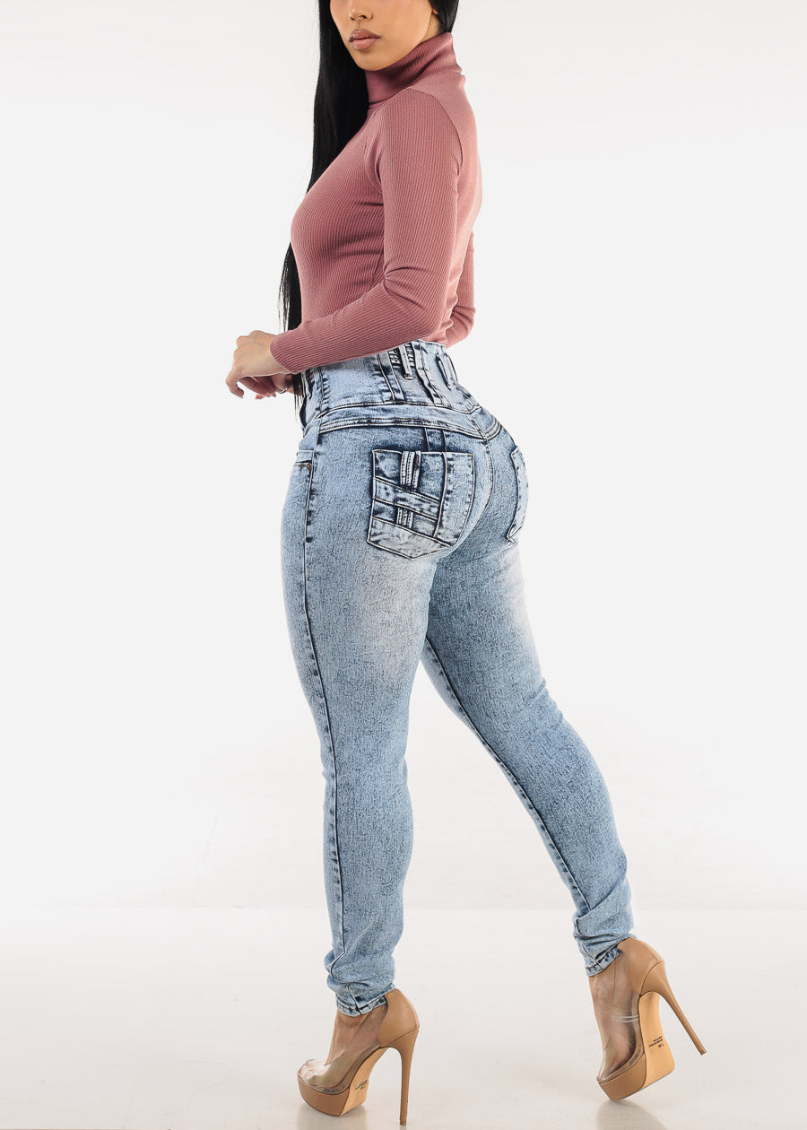 MX JEANS Butt Lift High Waist Acid Wash Skinny Jeans