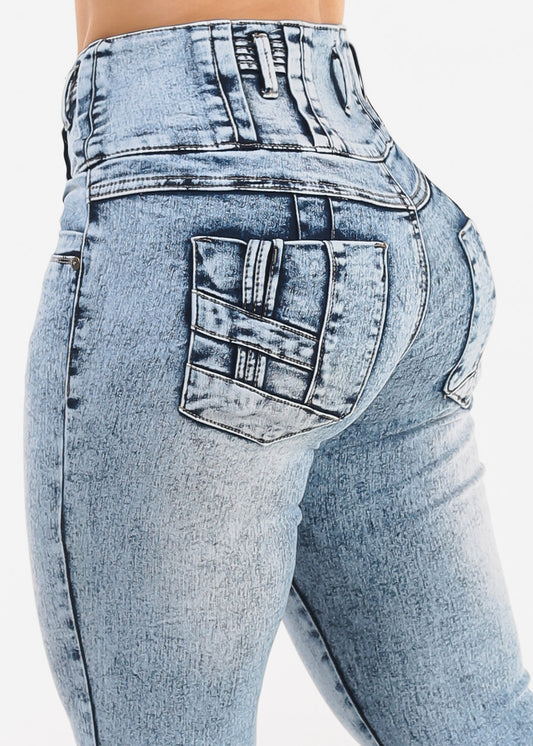 MX JEANS Butt Lift High Waist Acid Wash Skinny Jeans