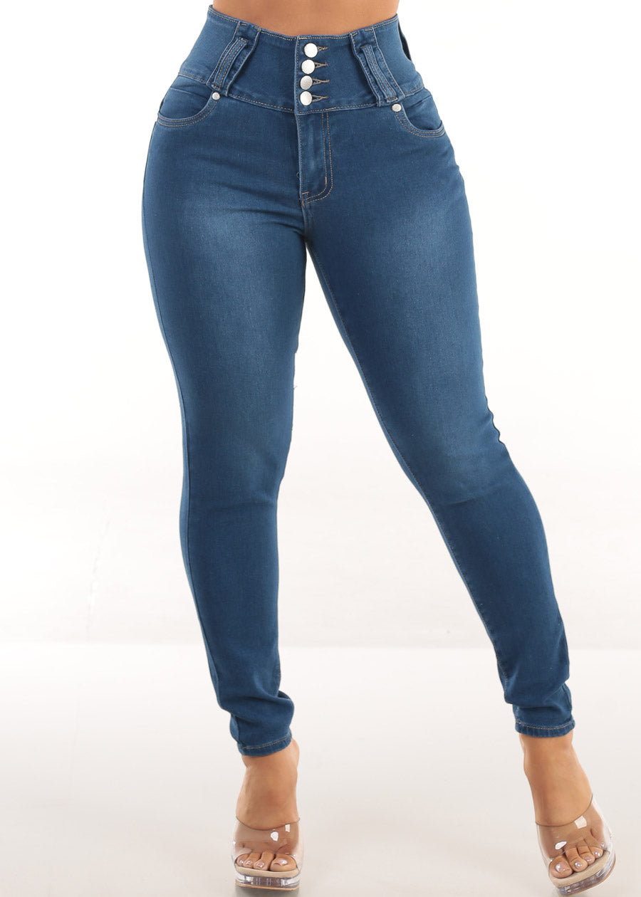 Butt Lift Super High Waist Stretch Skinny Ankle Jeans Indigo