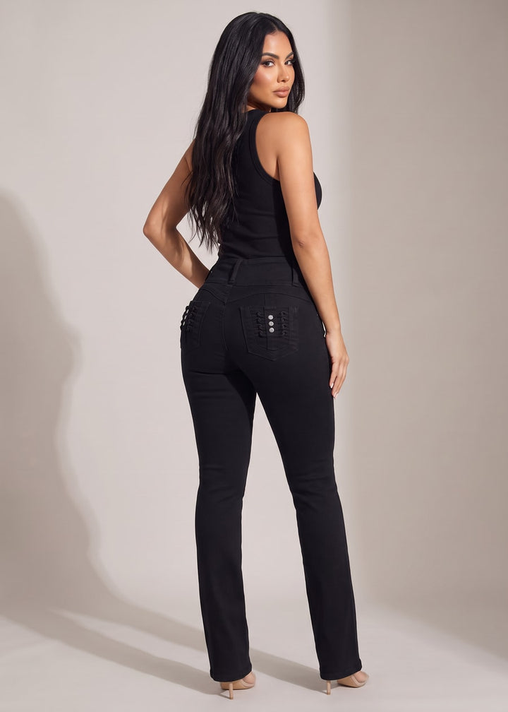 MX JEANS Butt Lift High Waist Black Bootcut Jeans
