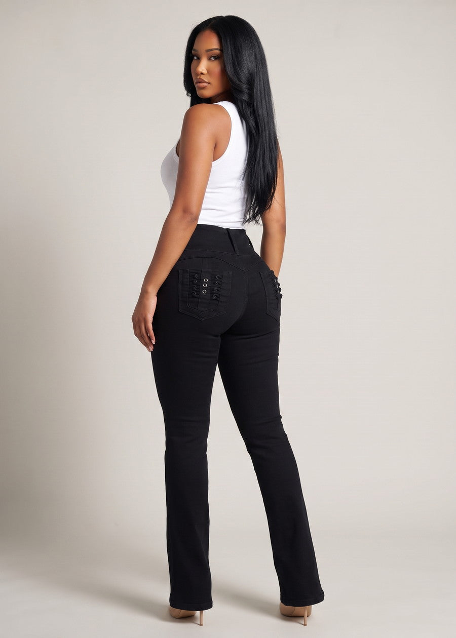 MX JEANS Butt Lift High Waist Black Bootcut Jeans, view 2 of 20