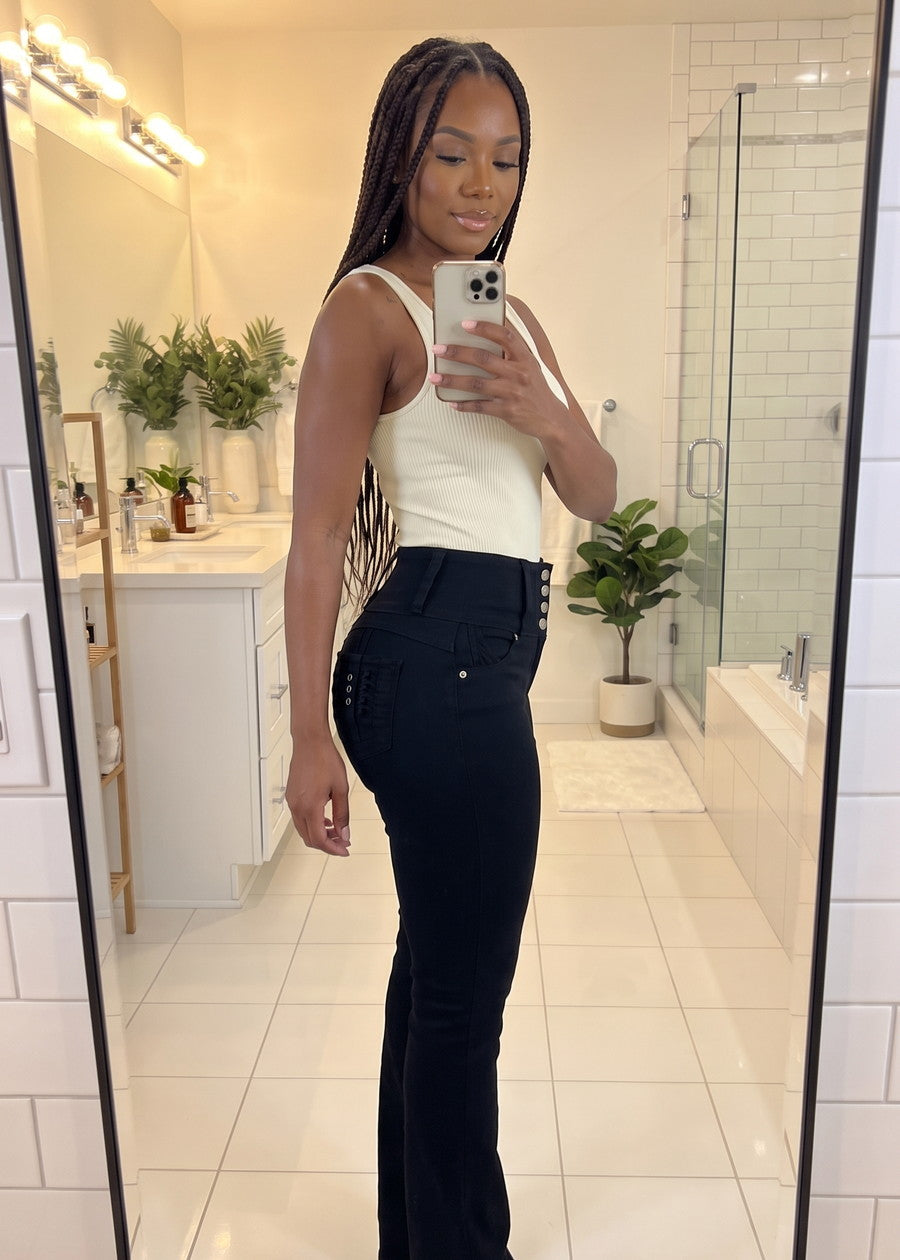 MX JEANS Butt Lift High Waist Black Bootcut Jeans, view 15 of 20