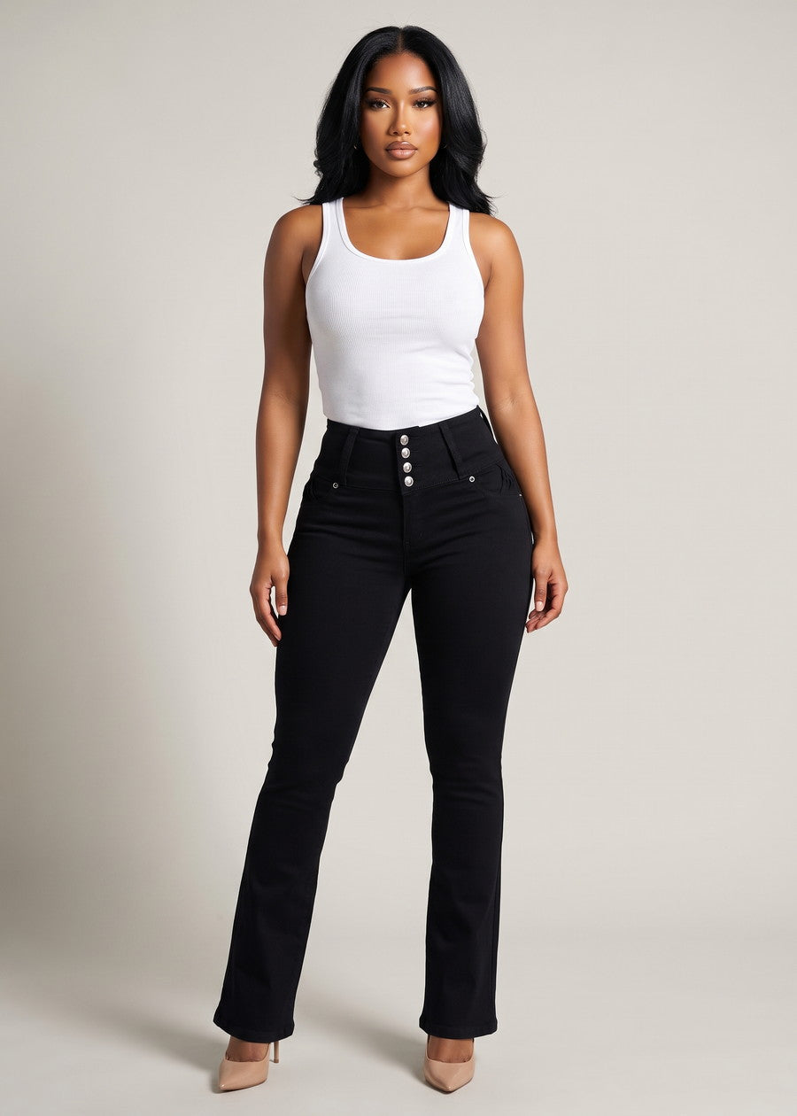 MX JEANS Butt Lift High Waist Black Bootcut Jeans, view 3 of 20