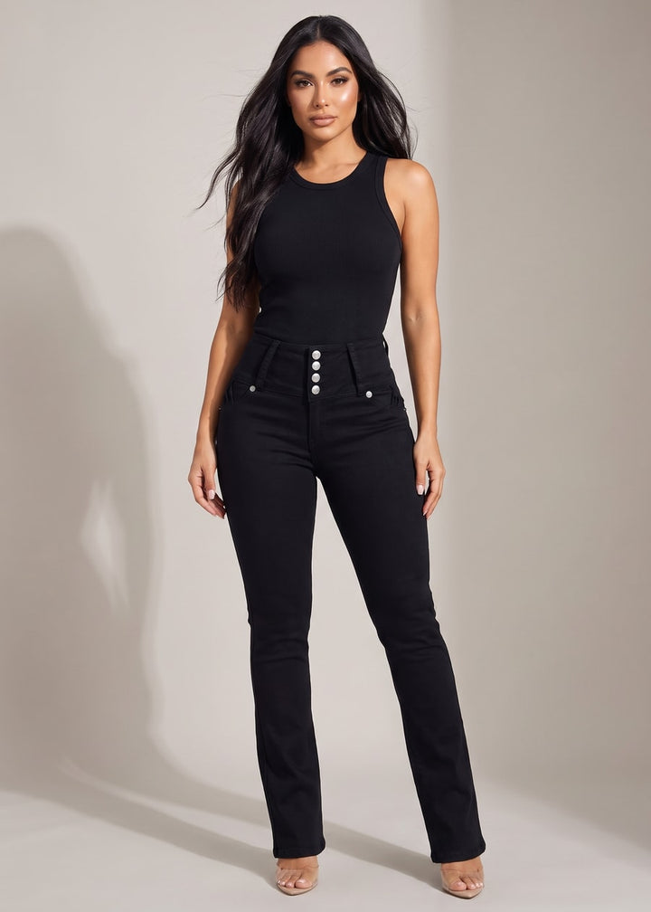 MX JEANS Butt Lift High Waist Black Bootcut Jeans
