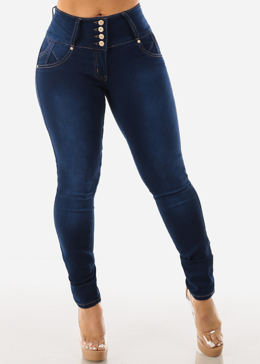 MX JEANS Butt Lifting Dark Wash Mid Rise Skinny Jeans