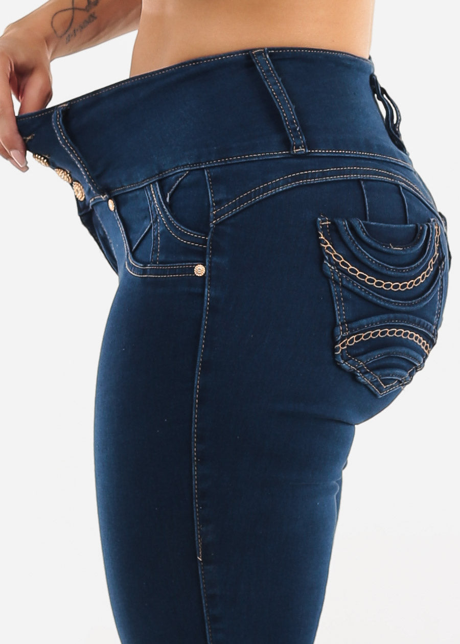 MX JEANS Butt Lifting Dark Wash Mid Rise Skinny Jeans