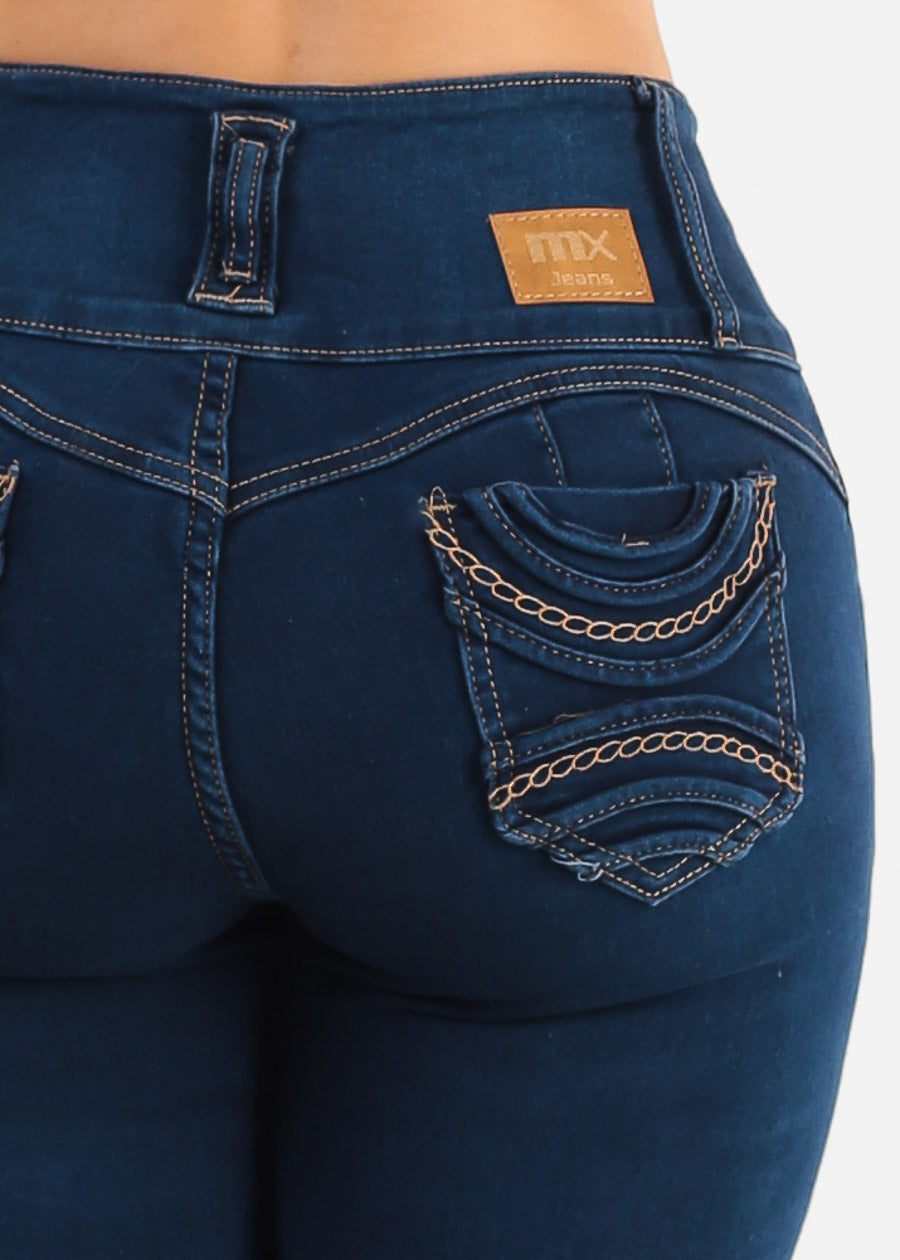 MX JEANS Butt Lifting Dark Wash Mid Rise Skinny Jeans