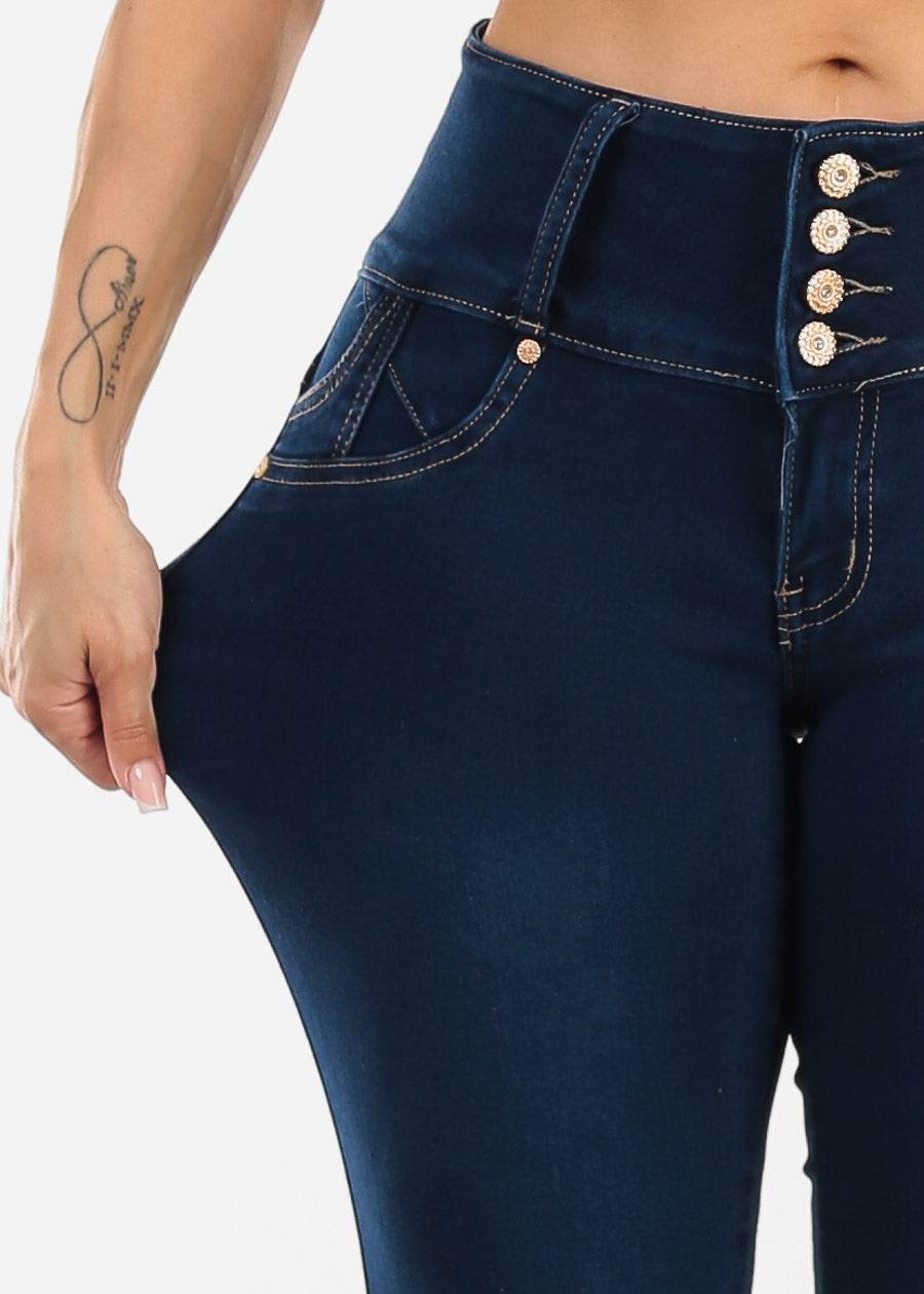 MX JEANS Butt Lifting Dark Wash Mid Rise Skinny Jeans