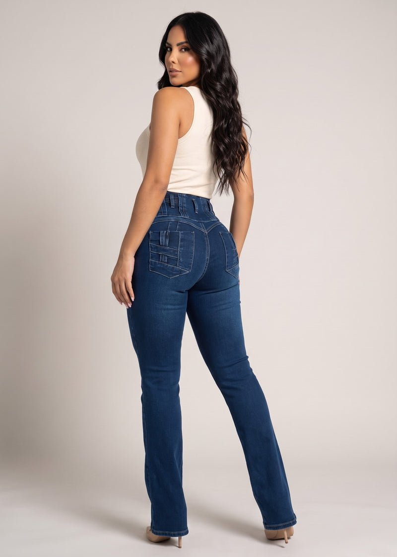 MX JEANS Butt Lift High Waist Stretch Bootcut Jeans Dark Wash