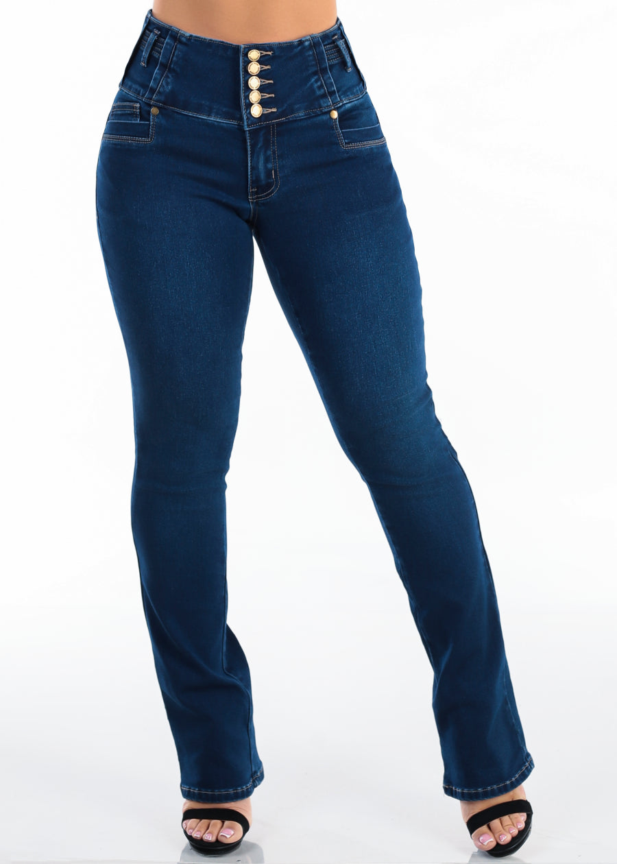 MX JEANS Butt Lift High Waist Stretch Bootcut Jeans Dark Wash