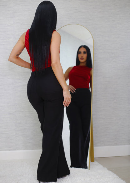 Butt Lift Super High Waist Wide Leg Pants Black