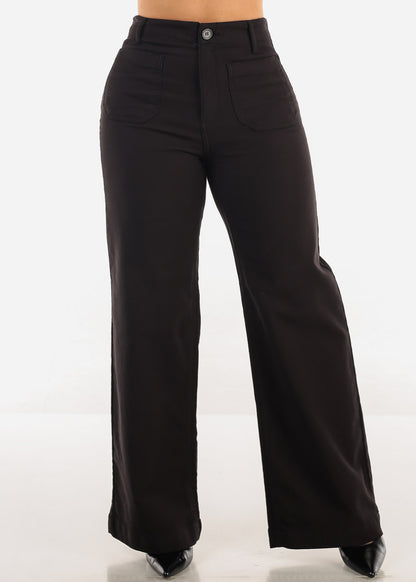 Butt Lift Super High Waist Wide Leg Pants Black