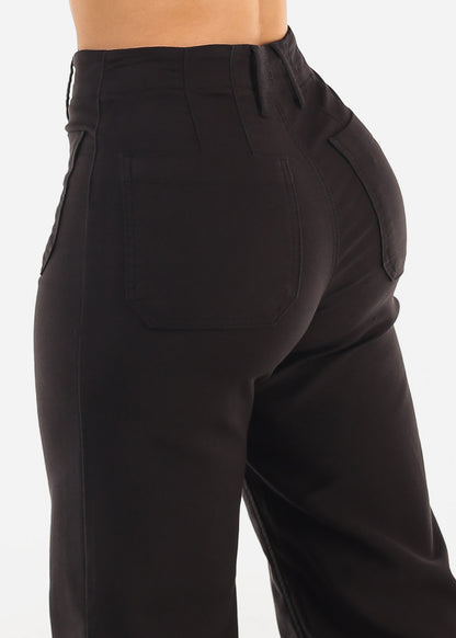 Butt Lift Super High Waist Wide Leg Pants Black