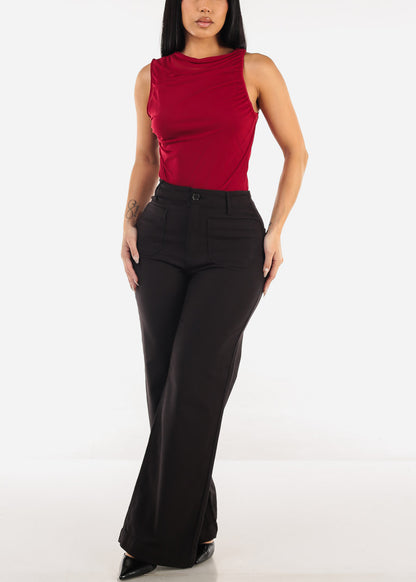 Butt Lift Super High Waist Wide Leg Pants Black