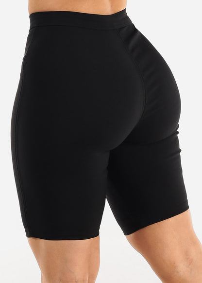 Black High Waist Hyper Stretch Bermuda Shorts