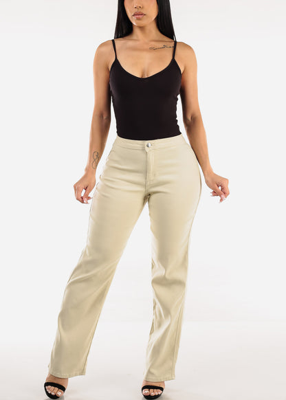 High Waist Hyper Stretch Straight Leg Pants Sand