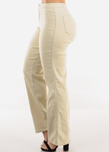 High Waist Hyper Stretch Straight Leg Pants Sand
