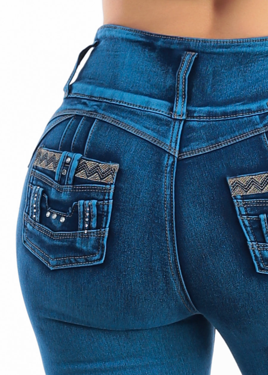 MX JEANS Super High Waisted Stretch Denim Capris Sand Wash