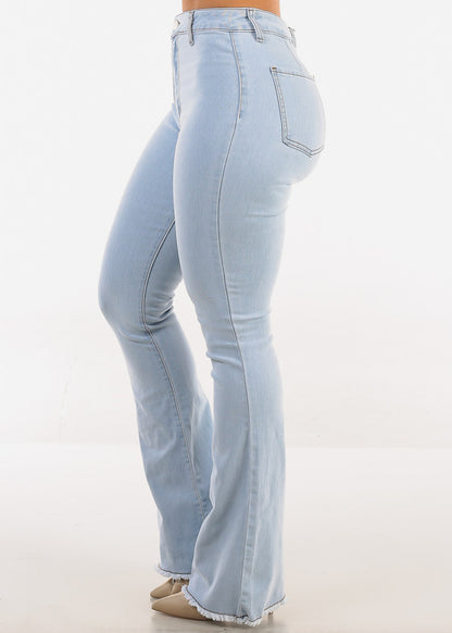 Butt Lift High Waist Stretch Flared Bootcut Jeans Light Wash