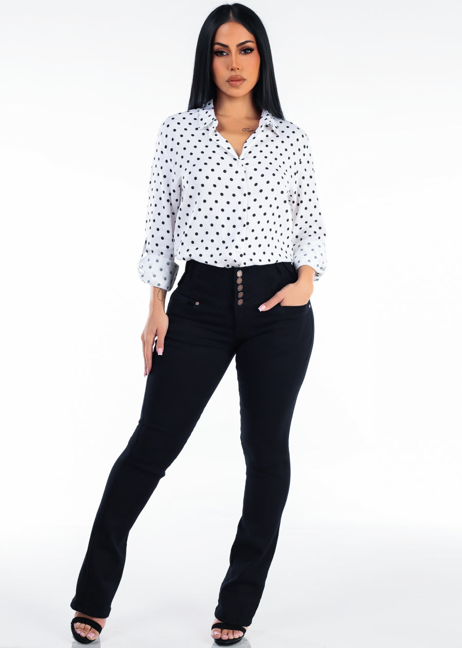 MX JEANS Butt Lift High Waist Stretch Bootcut Jeans Black