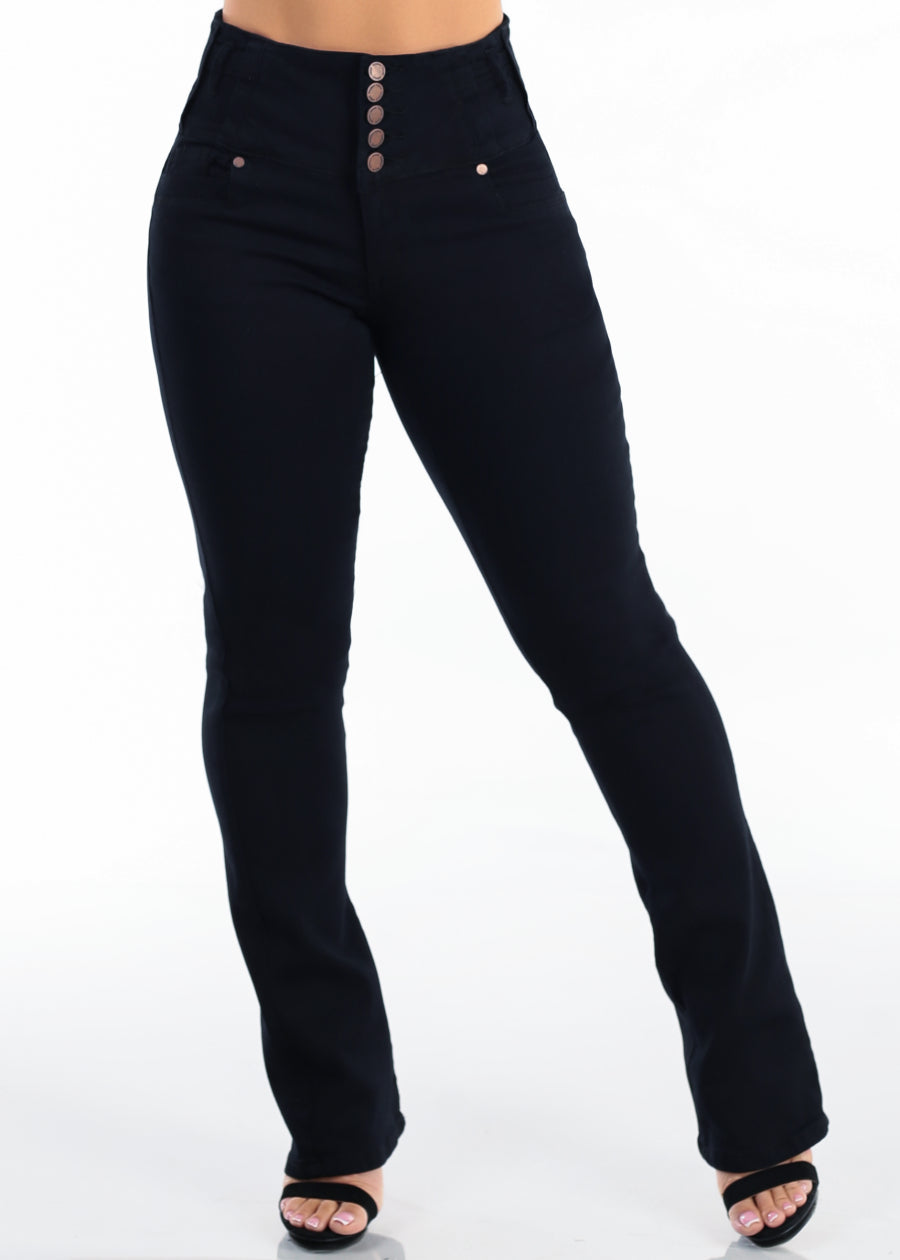 MX JEANS Butt Lift High Waist Stretch Bootcut Jeans Black