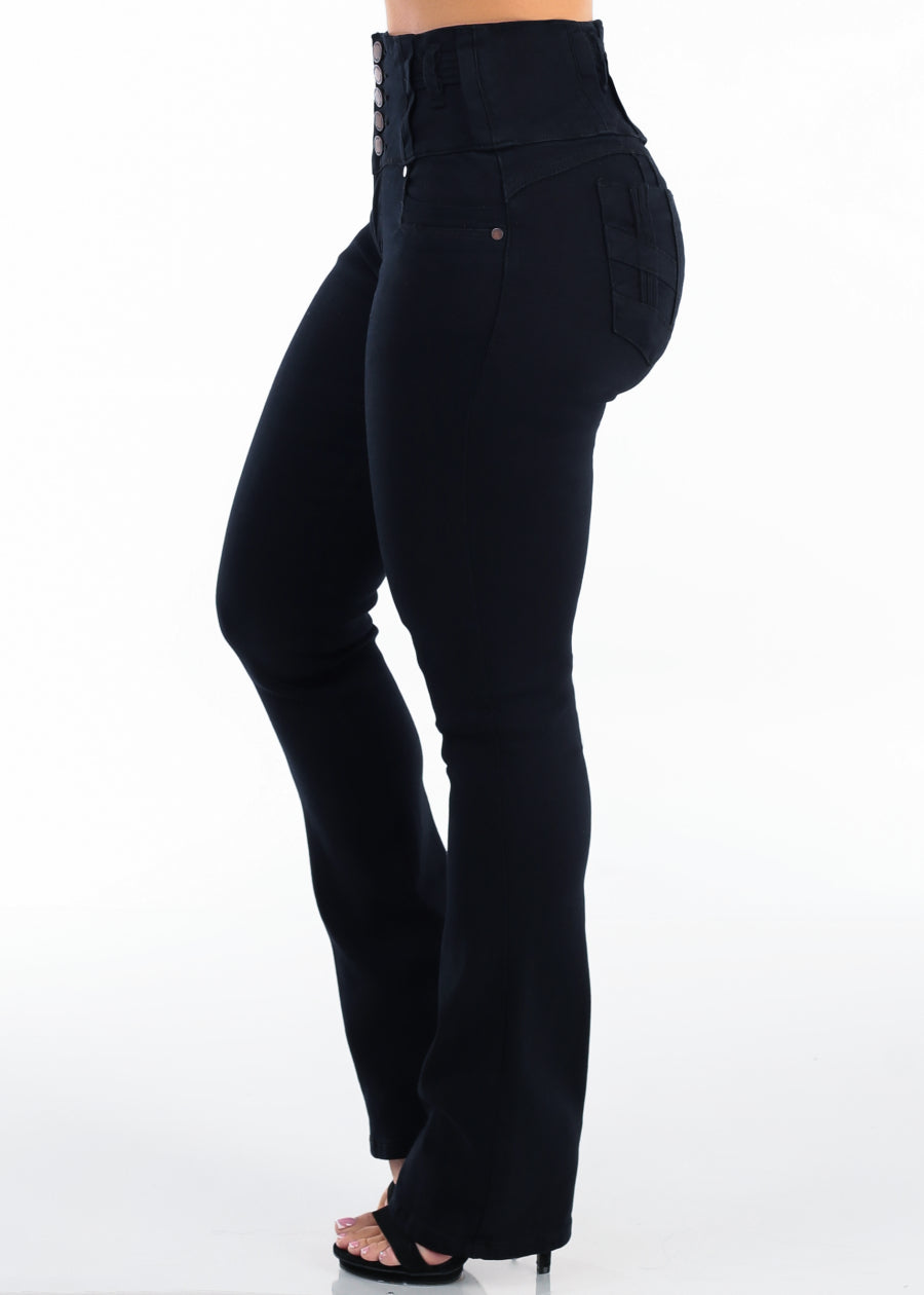 MX JEANS Butt Lift High Waist Stretch Bootcut Jeans Black