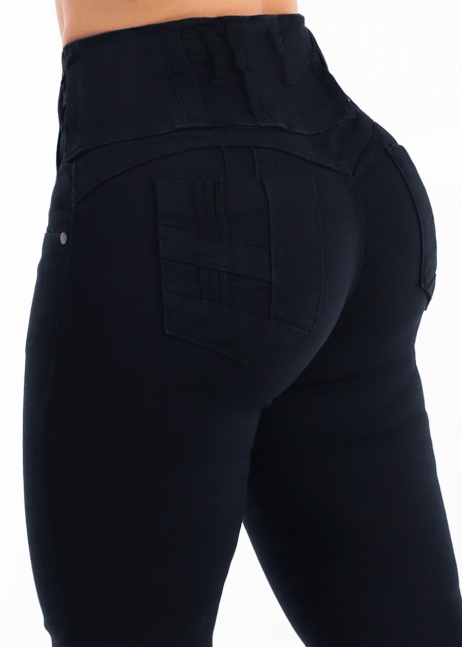 MX JEANS Butt Lift High Waist Stretch Bootcut Jeans Black