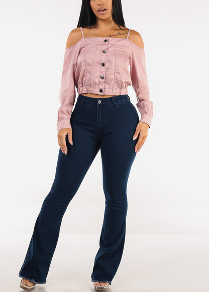 Butt Lift High Waist Stretch Flared Bootcut Jeans Dark Wash