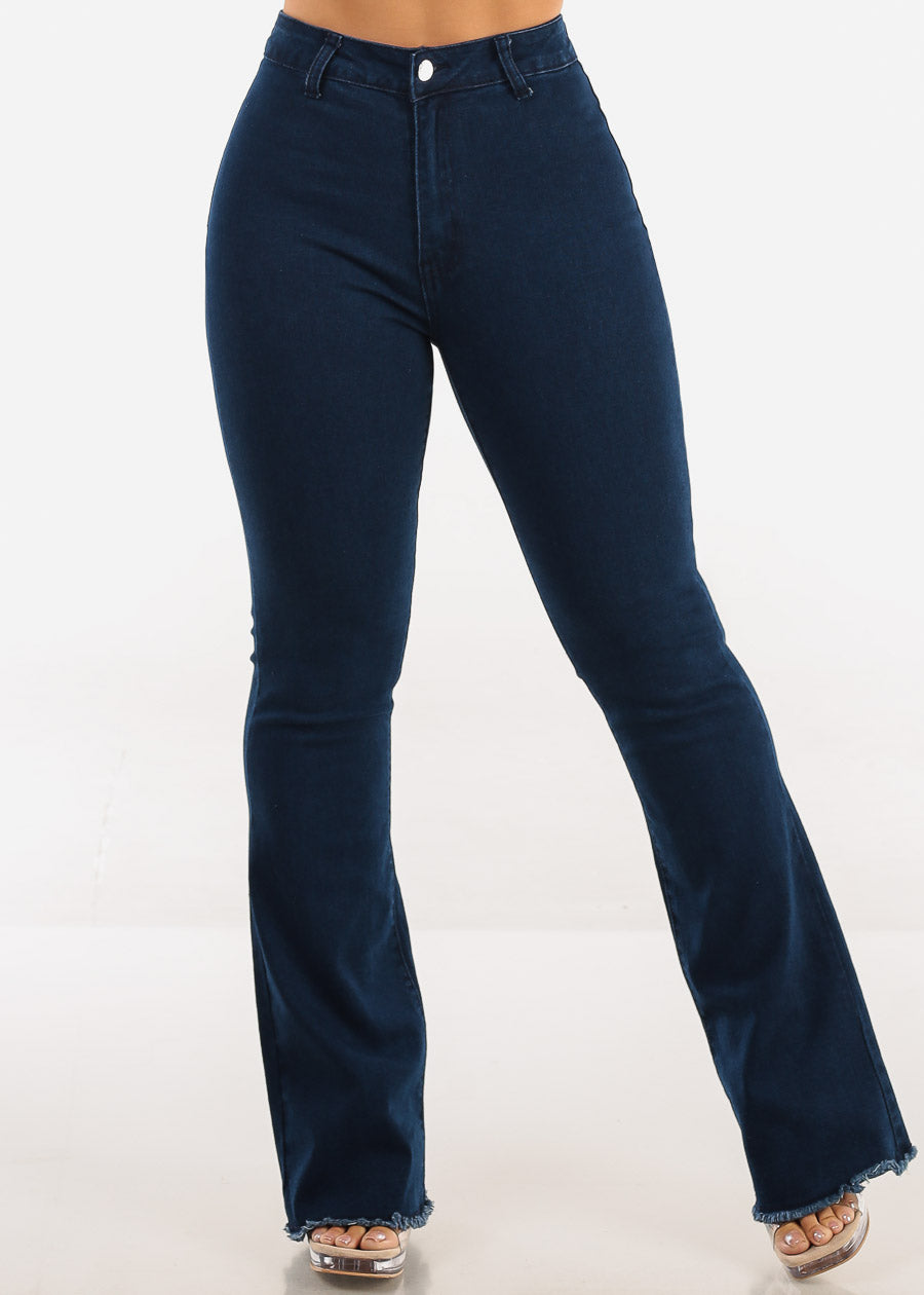Butt Lift High Waist Stretch Flared Bootcut Jeans Dark Wash