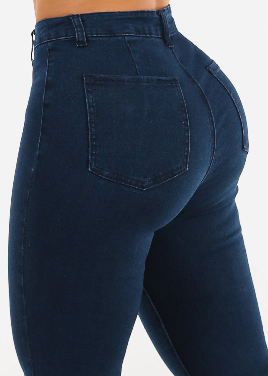 Butt Lift High Waist Stretch Flared Bootcut Jeans Dark Wash