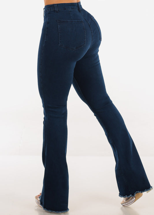 Butt Lift High Waist Stretch Flared Bootcut Jeans Dark Wash