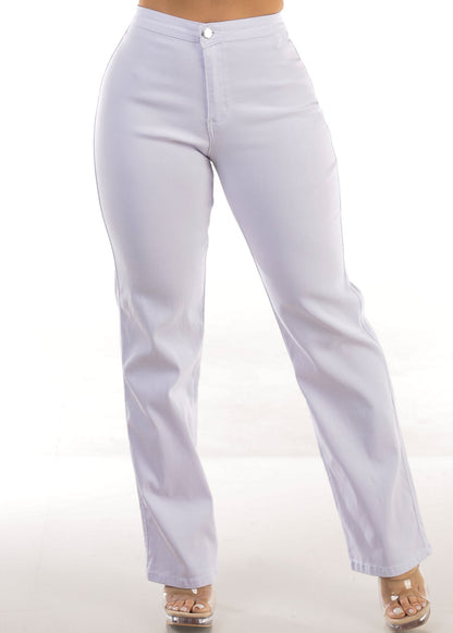 High Waist Hyper Stretch Straight Leg Pants White