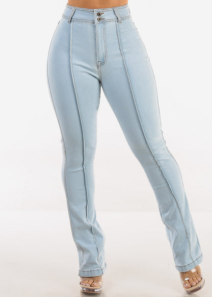 Butt Lift High Waist Stretch Bootcut Jeans Light Wash