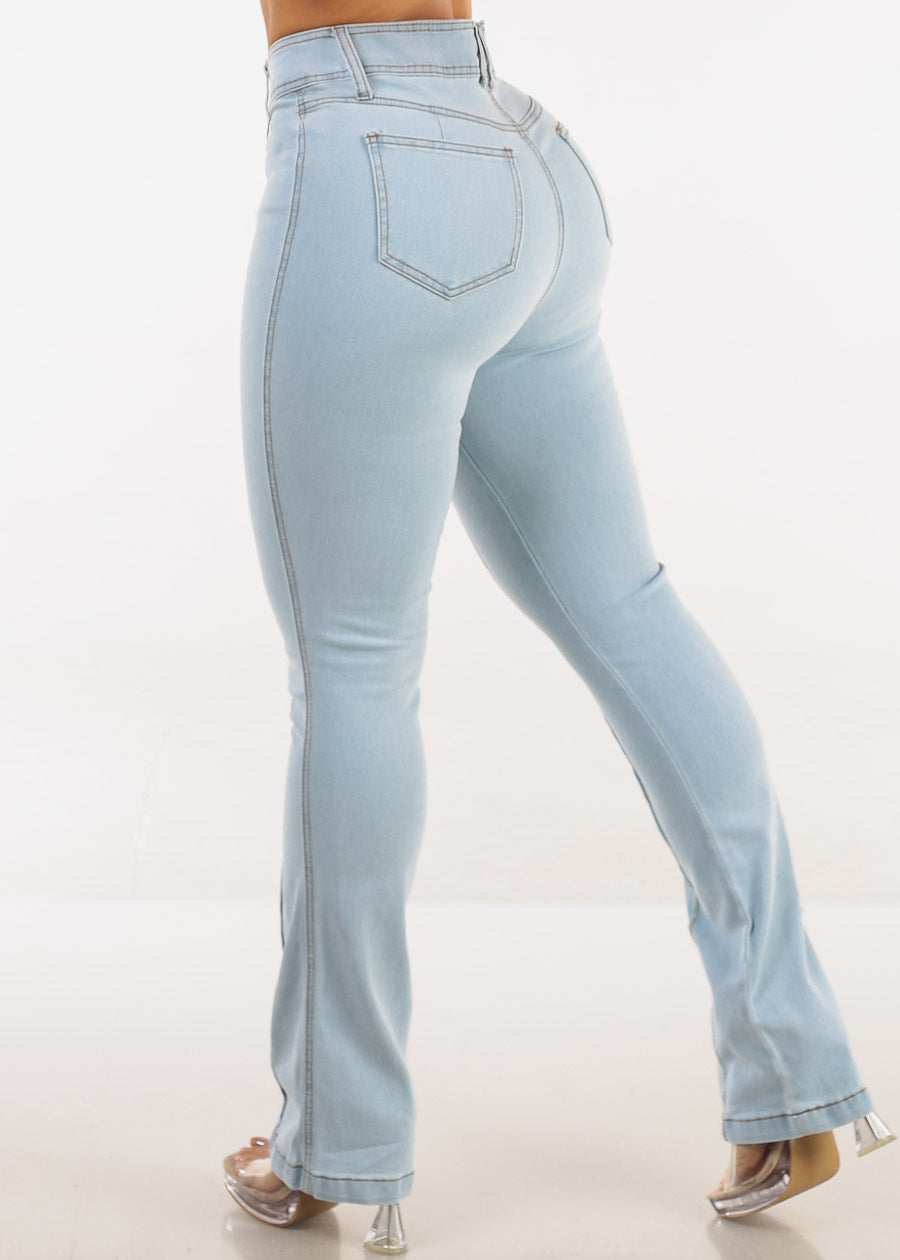 Butt Lift High Waist Stretch Bootcut Jeans Light Wash