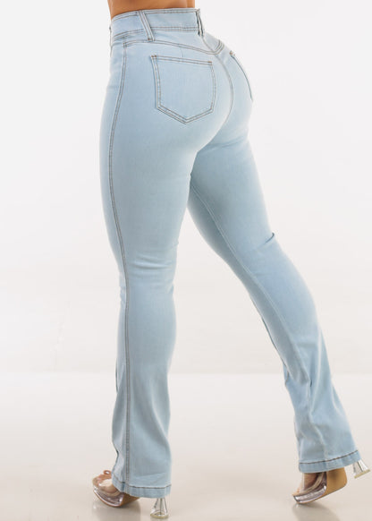 Butt Lift High Waist Stretch Bootcut Jeans Light Wash