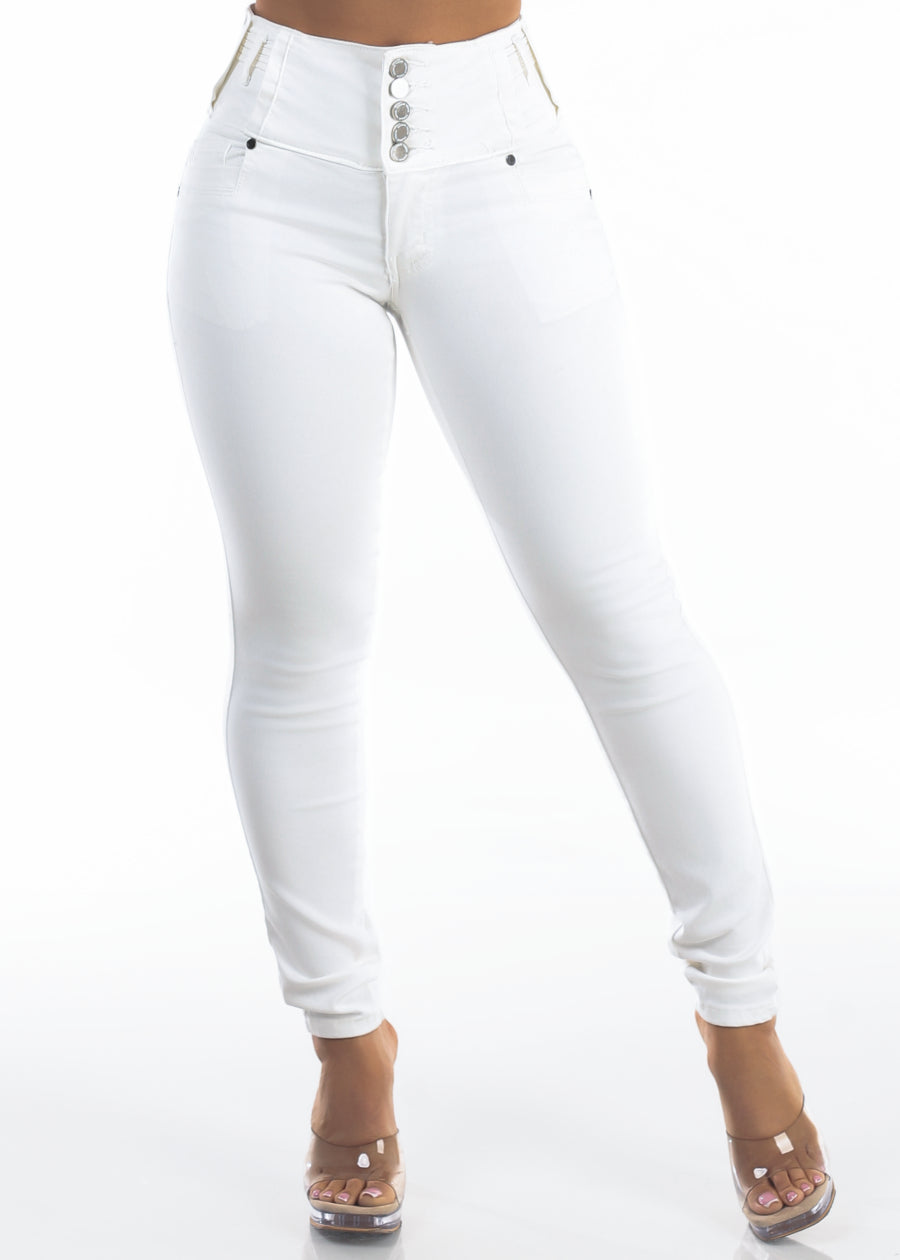 MX JEANS Butt Lift High Waist Stretch Skinny Jeans White