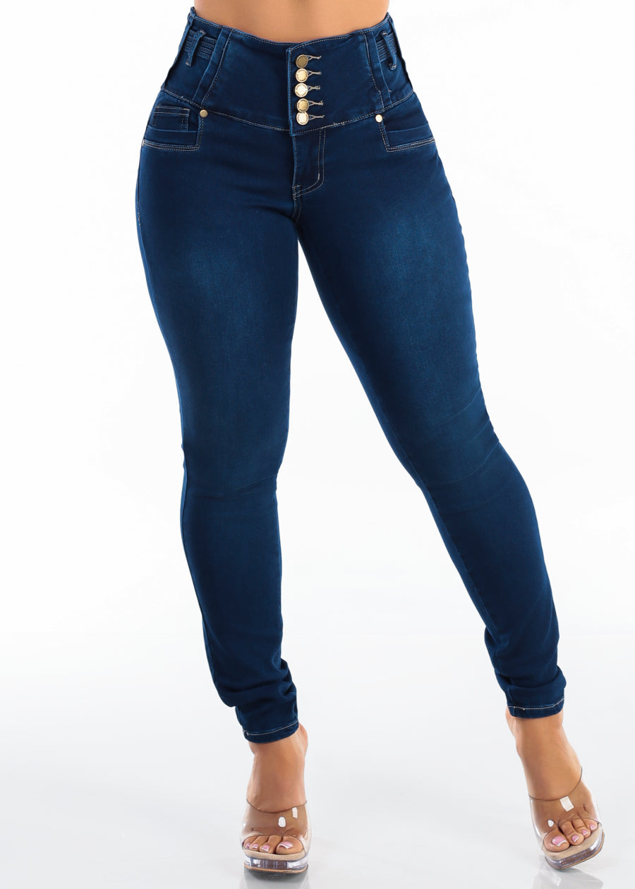 MX JEANS Butt Lift High Waist Stretch Skinny Jeans Dark Wash