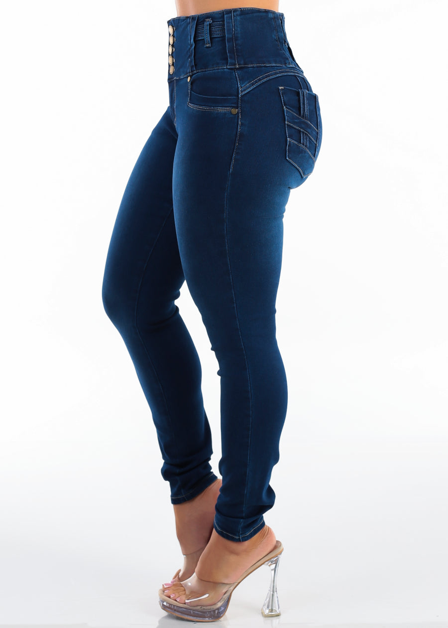 MX JEANS Butt Lift High Waist Stretch Skinny Jeans Dark Wash