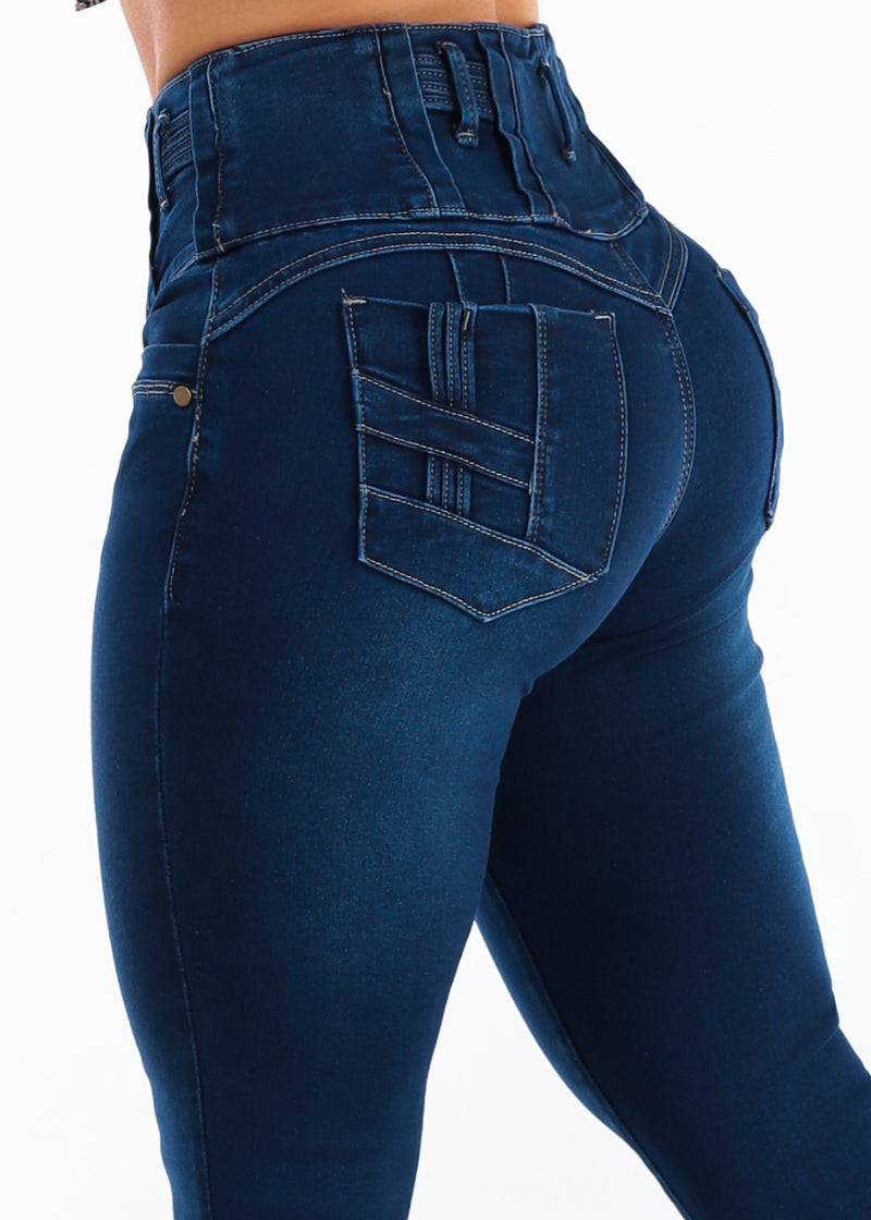 MX JEANS Butt Lift High Waist Stretch Skinny Jeans Dark Wash