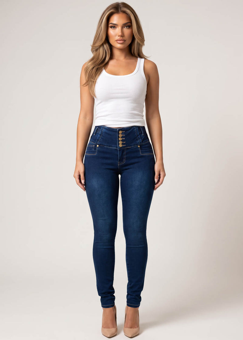 MX JEANS Butt Lift High Waist Stretch Skinny Jeans Dark Wash