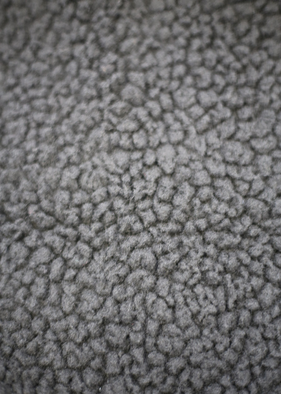 Black Zip Up Cotton Jacket w Faux Fur