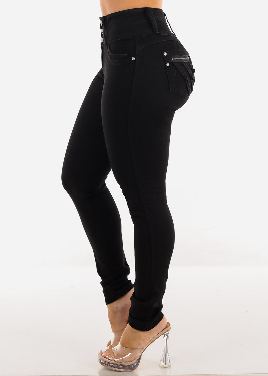 Butt Lift High Waist Black Skinny Jeans